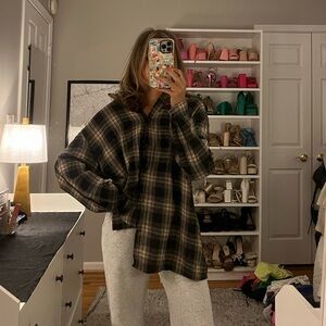 Plaid Black and Gray Women's Top
